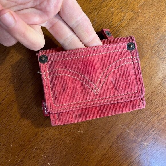 Vintage Levis Corduroy Wallet Trifold Red Tab Snap Indie Skater Grunge Retro - Picture 2 of 11